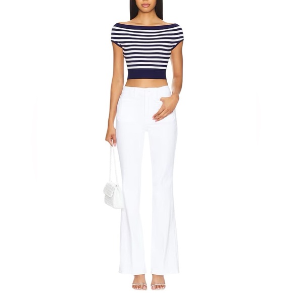 NWT Good American Good Classic Boot Jeans in White with patch pockets size 10/30 - Picture 1 of 14